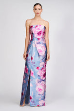 Kay Unger Floral Strapless Evening Dress 55113208