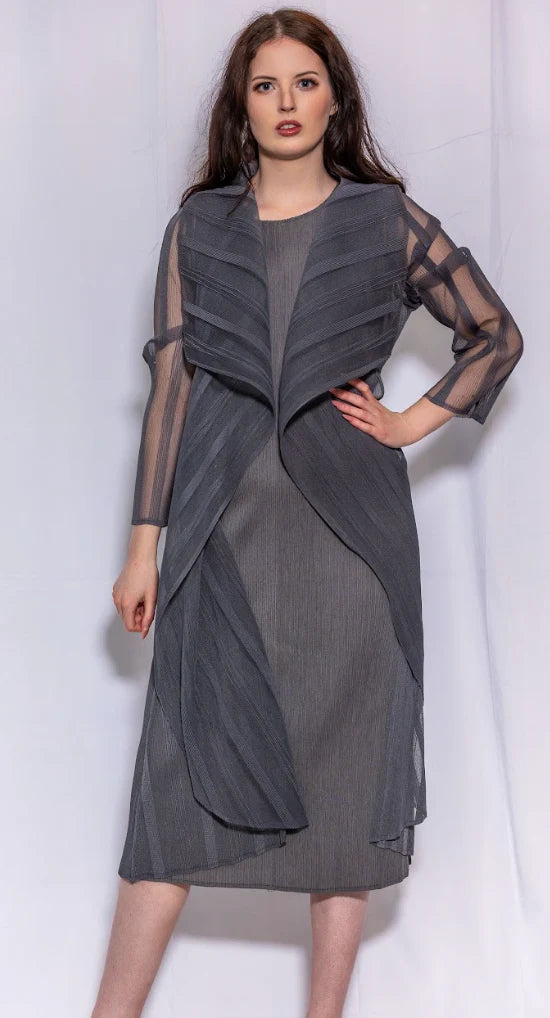 midi dress with jacket Journey Plissé Midi Dress with Jacket D2812