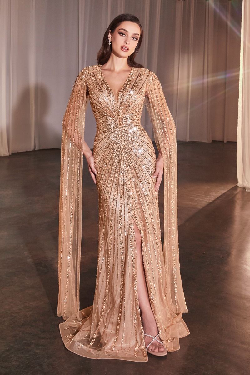 Ladivine Cinderella Long Sleeve Beaded Evening Dress CD0239 Ladivine Cinderella Long Sleeve Beaded Evening Dress CD0239