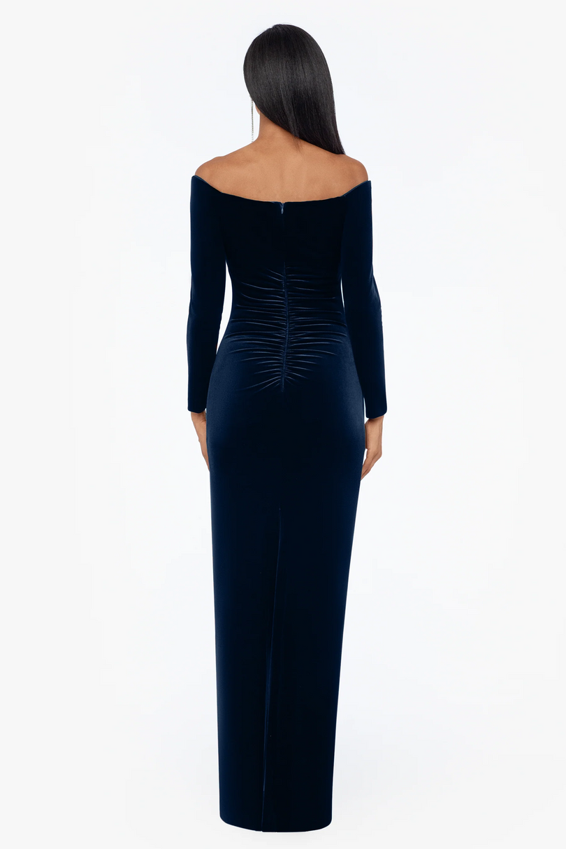 Xscape Evenings Christy Off the Shoulder Velvet Dress 3904X Xscape Evenings Christy Off the Shoulder Velvet Dress 3904X