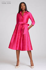 Teri Jon Teal Length Collared Dress 209275