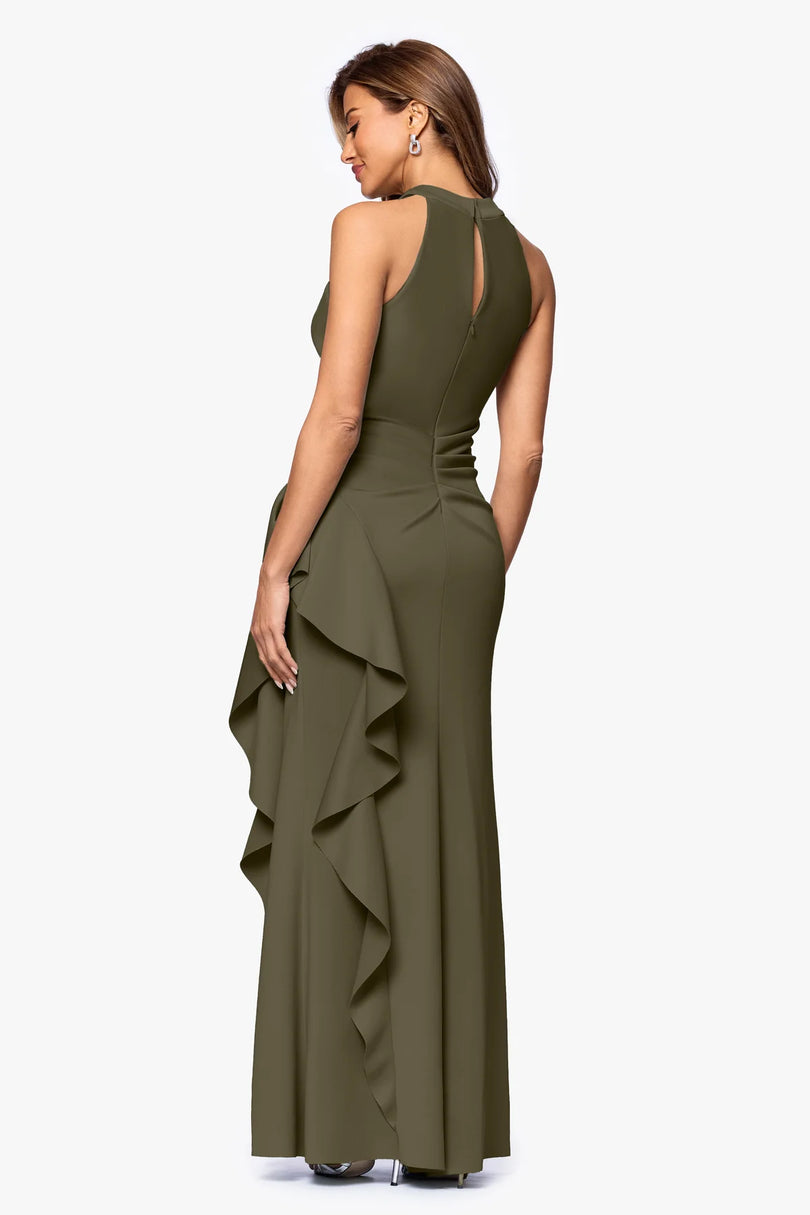 Xscape Cross Neck Long Evening Dress 6993X