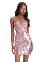 ASHLEYlauren Fully Beaded Strapless Homecoming Dress 4930