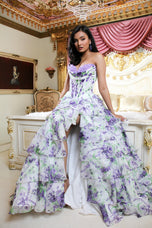 Sherri Hill Purple Print Prom Dress 57692
