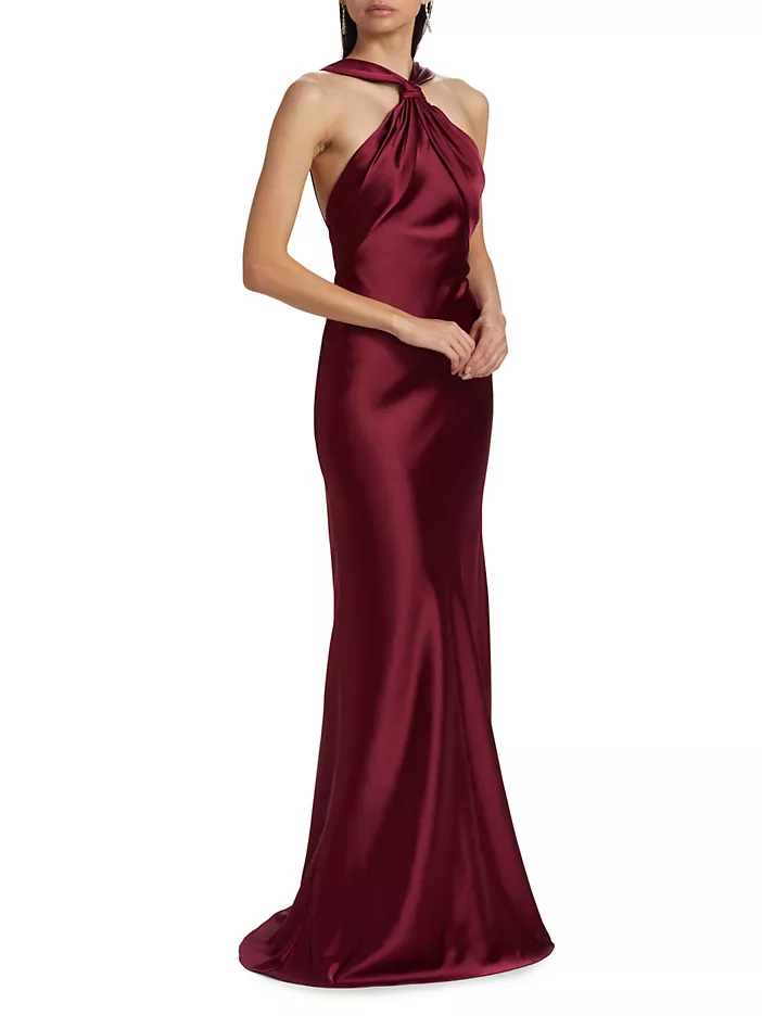 Monique Lhuillier Mallory Satin Halter Neck Gown 44112362 Monique Lhuillier Mallory Satin Halter Neck Gown 44112362