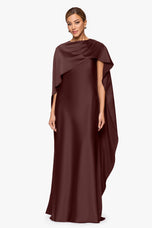 Xscape Evenings "Tallulah" Satin Overlay Cape Dress 7450X