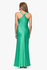 Xscape Satin Halter Long Evening Dress 7447X