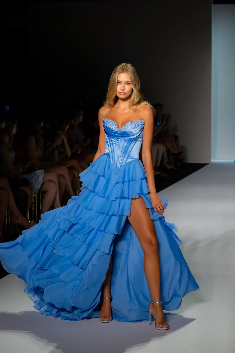 Sherri Hill Basque Waist Corset Ruffle 56911 - C