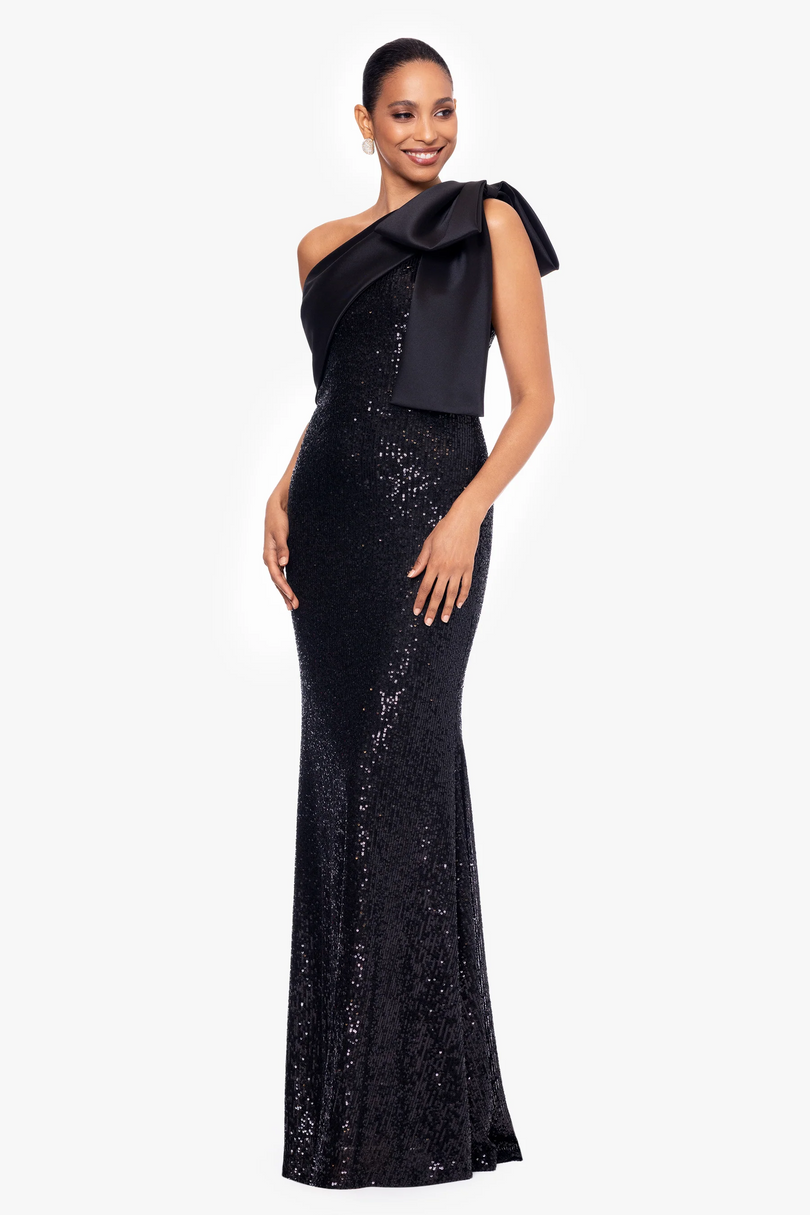 Betsy and Adam "Christy" One Shoulder Sequin Dress A26865 Betsy and Adam "Christy" One Shoulder Sequin Dress A26865