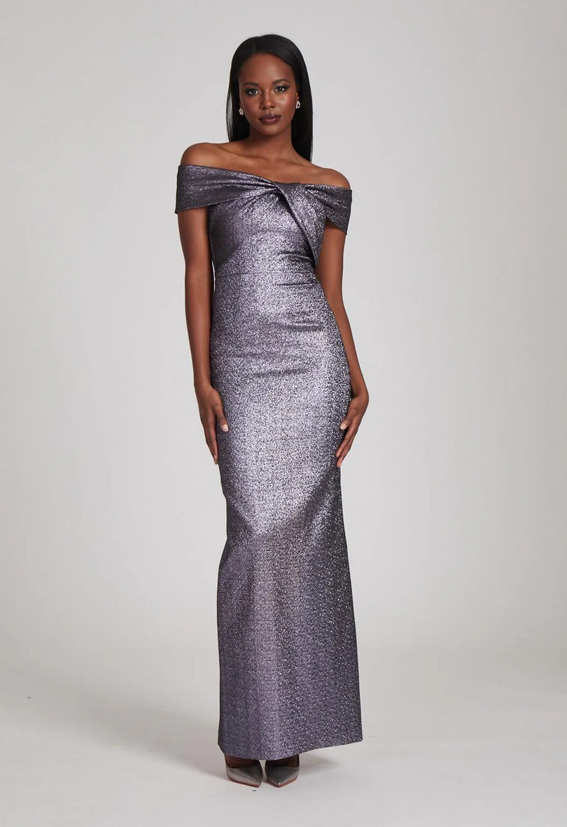 Metallic evening gown sales