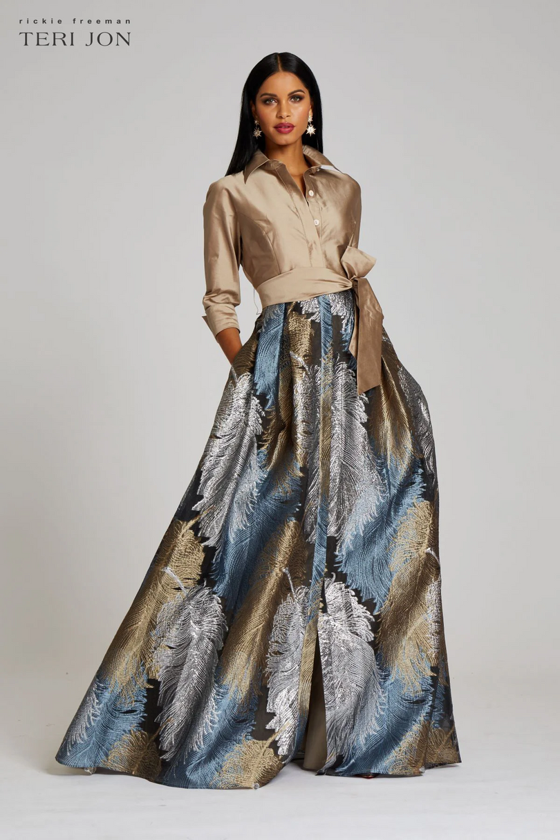 Teri Jon Taffeta Shirt Dress 229016 Teri Jon Taffeta Shirt Dress 229016