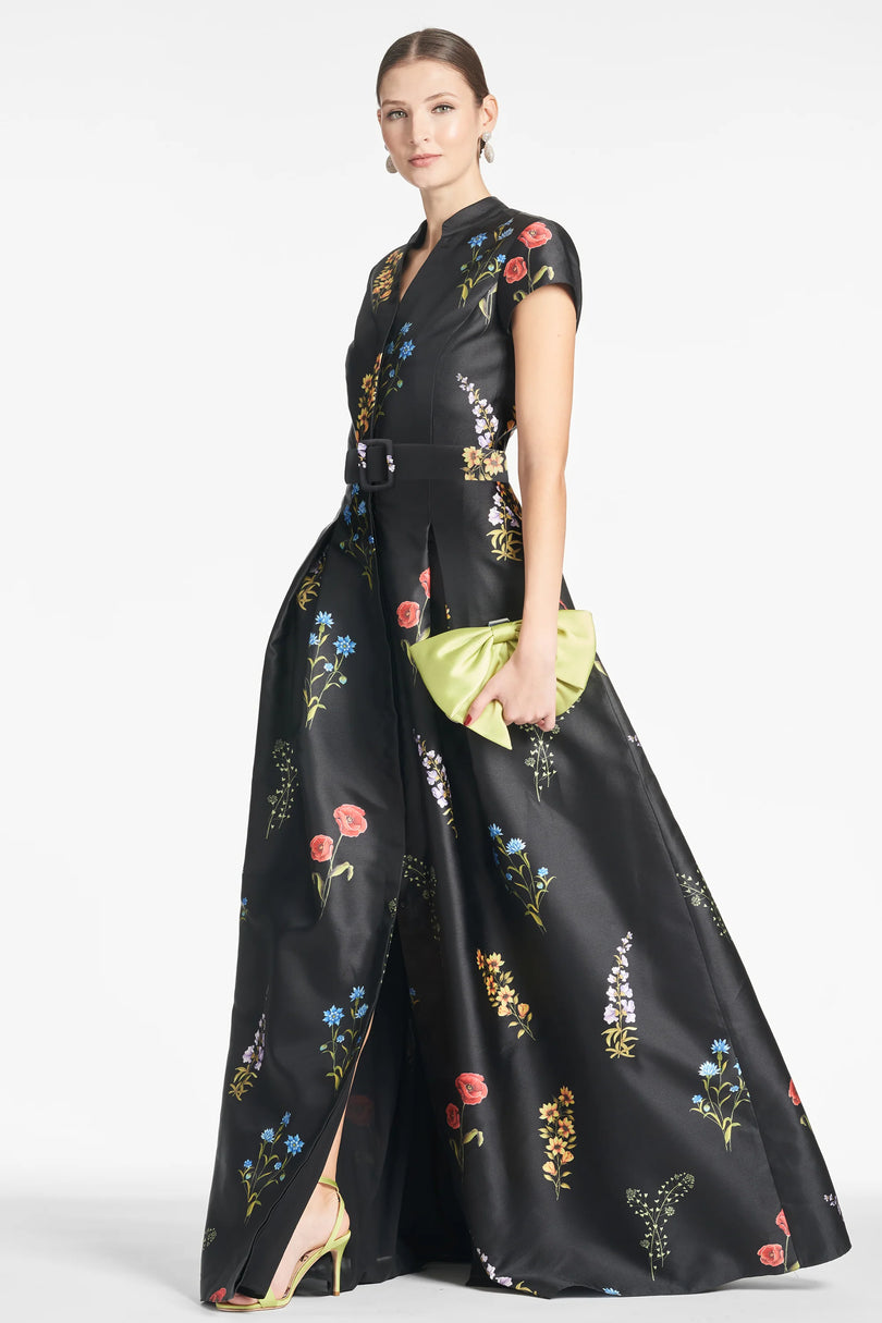 Sachin & Babi "Marta" Belted Floral A-line Gown