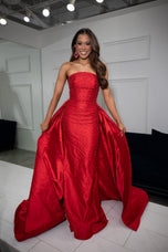 ASHLEYlauren Mikado Strapless Hot Stone Pageant Dress 12167