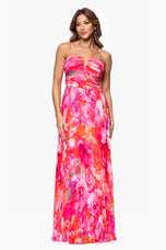 Xscape Evenings "Eva" Chiffon Floral Print Halter Dress 6710X