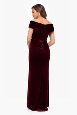Xscape Evenings "Alana" Off the Shoulder Velvet Evening Gown 6484X