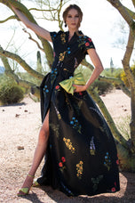 Sachin & Babi "Marta" Belted Floral A-line Gown
