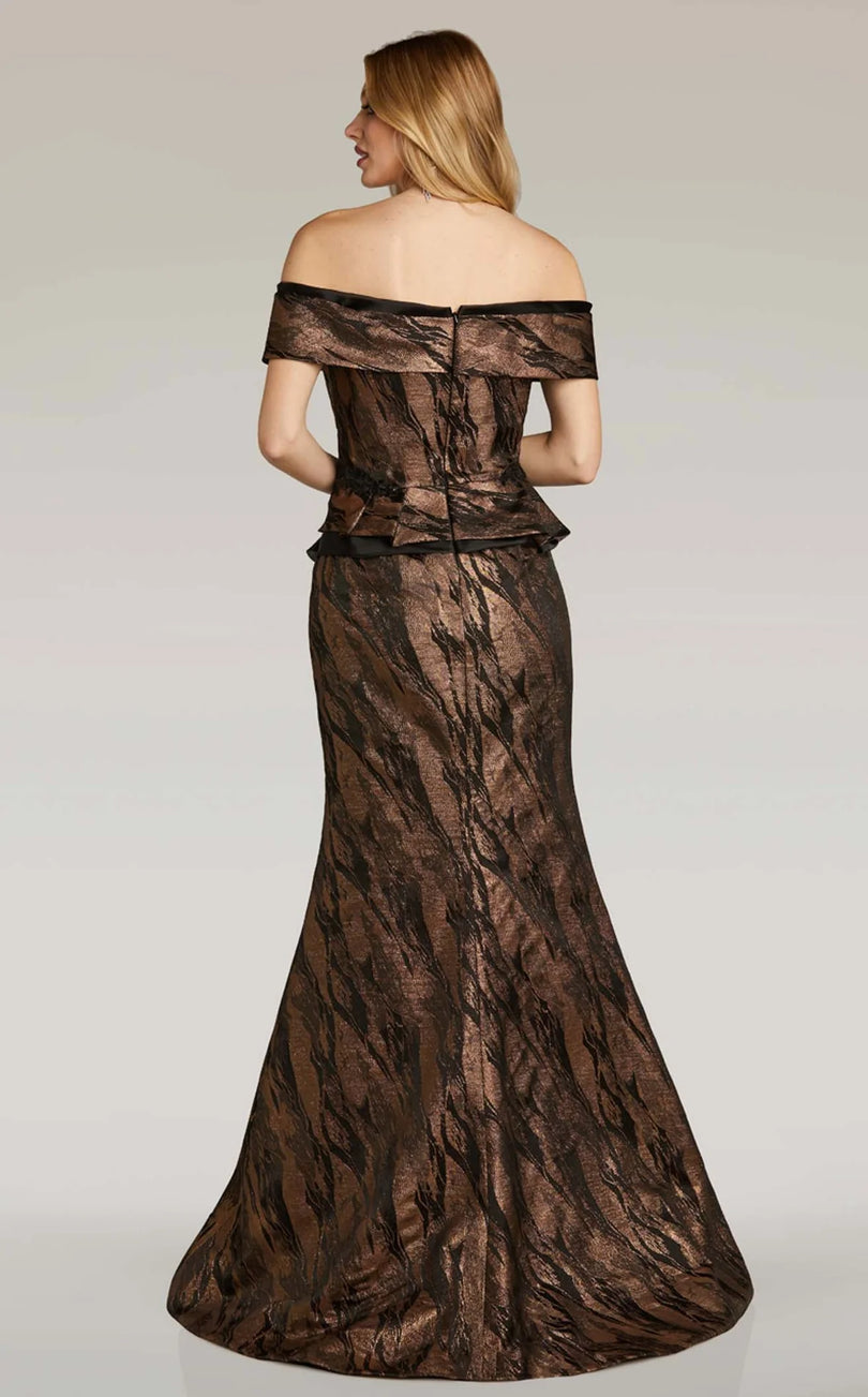 Feriani Couture Off Shoulder Jacquard Evening Dress 12267