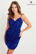 Faviana Short Velvet Sequin Dress S10922