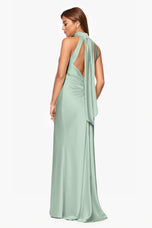 Xscape Evenings "Ruth" Satin High Tie Neck Dress 6765X