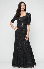Alex Evening Sequin Lace Long Evening Dress 81122752