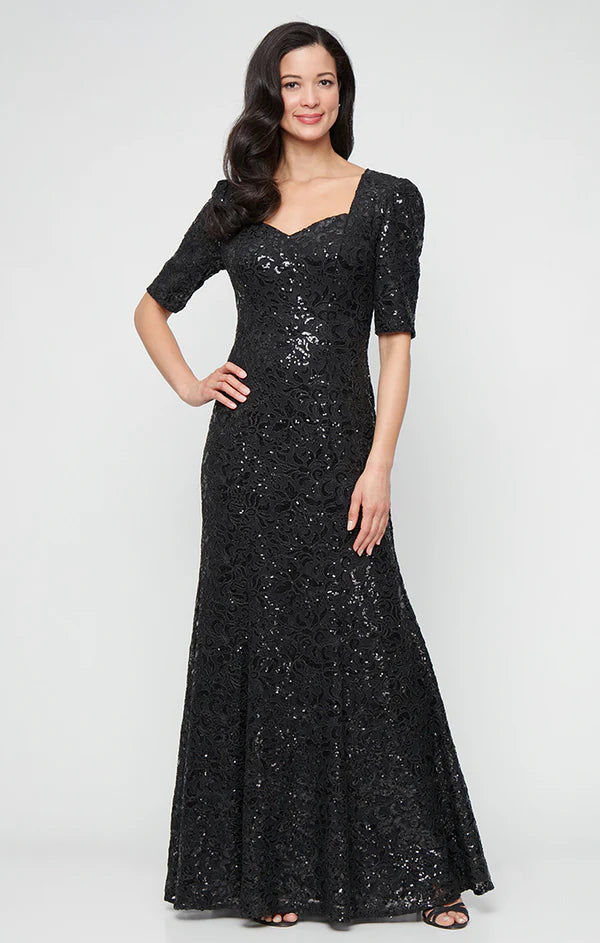 Alex Evening Sequin Lace Long Evening Dress 81122752