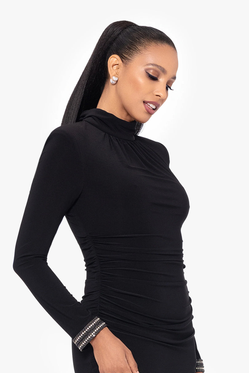 Betsy and Adam Roxie Long Jersey Knit Mock Neck Dress A26766 Betsy and Adam Roxie Long Jersey Knit Mock Neck Dress A26766
