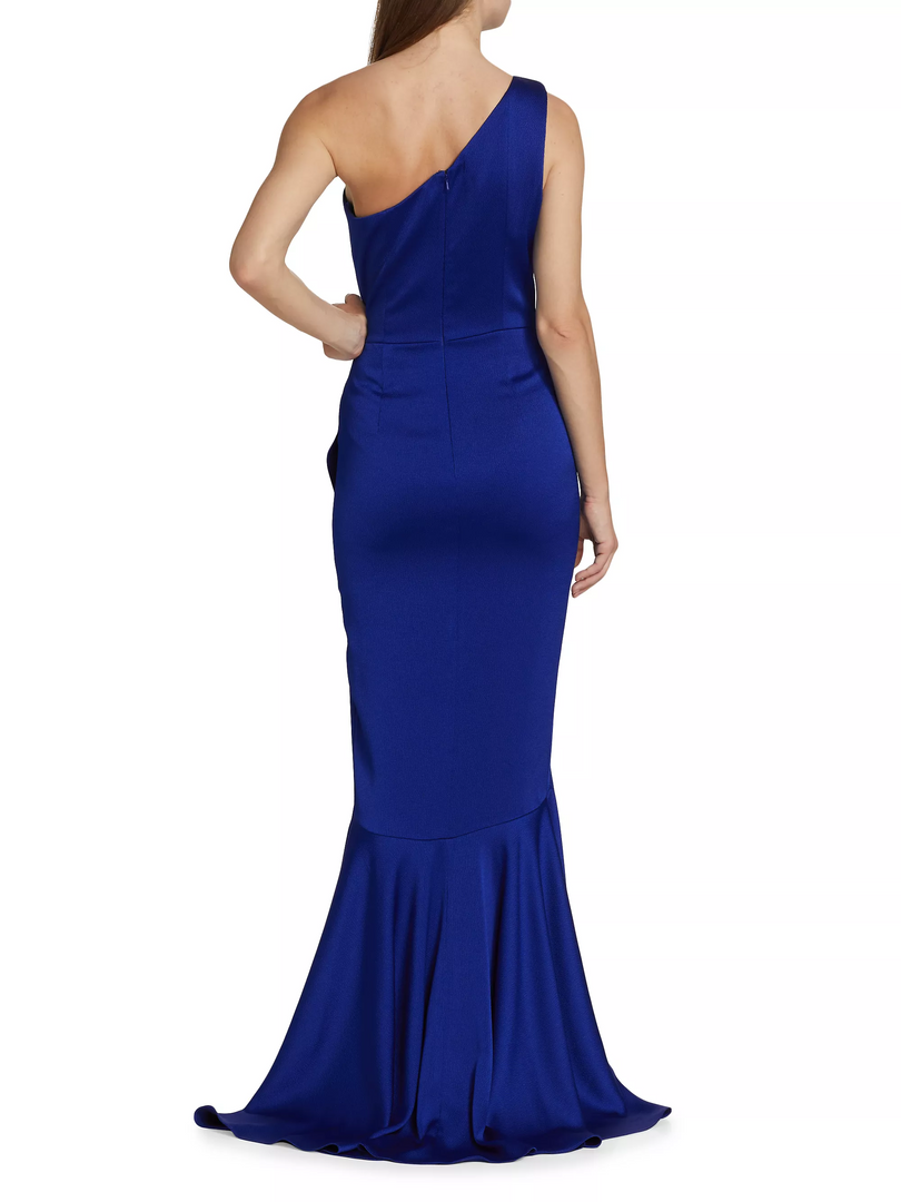 teri jon asymmetrical dress Teri Jon Asymmetric Hammered Satin Gown 227011