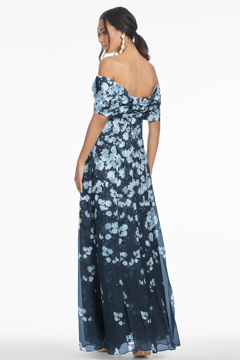 Sachin & Babi "Kennedy" Floral Off the Shoulder Gown