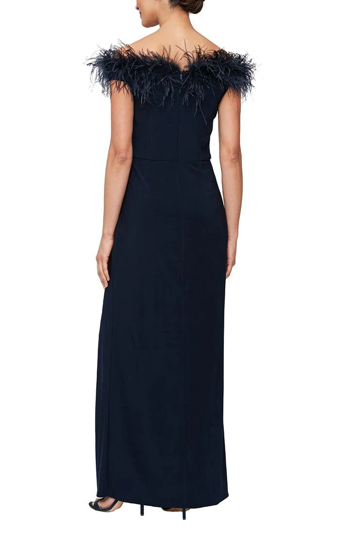 Alex Evenings Women's Faux-Feather Off-the-Shoulder Gown (12, Black) Alex Evenings Women's Faux-Feather Off-the-Shoulder Gown (12, Black)
