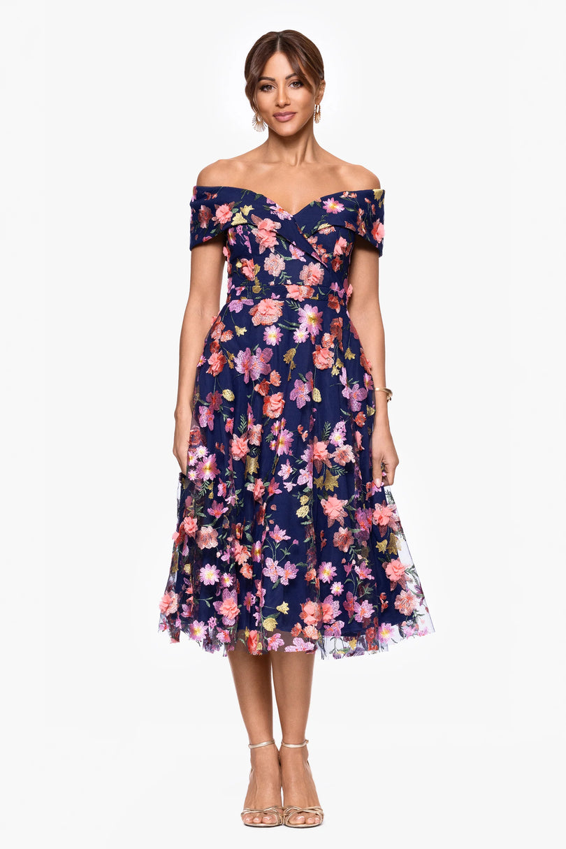 Xscape Evenings "Daniela" Off the Shoulder Midi Dress 6815X Xscape Evenings "Daniela" Off the Shoulder Midi Dress 6815X