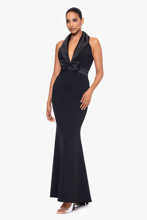 Betsy & Adam "Felicia" Halter Satin Bow Dress A26832 Betsy & Adam "Felicia" Halter Satin Bow Dress A26832