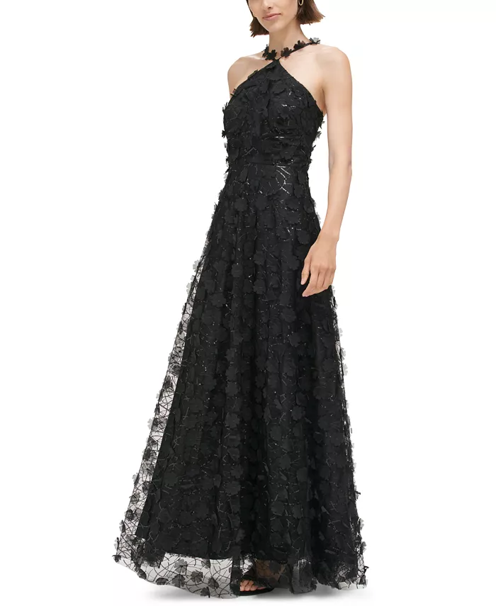 Eliza J Halter Neck 3D Floral Evening Gown EJ3M2071 Eliza J Halter Neck 3D Floral Evening Gown EJ3M2071