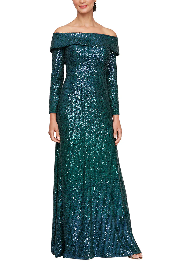 Alex Evenings Off the Shoulder Sequin Evening Gown 8196947 Alex Evenings Off the Shoulder Sequin Evening Gown 8196947