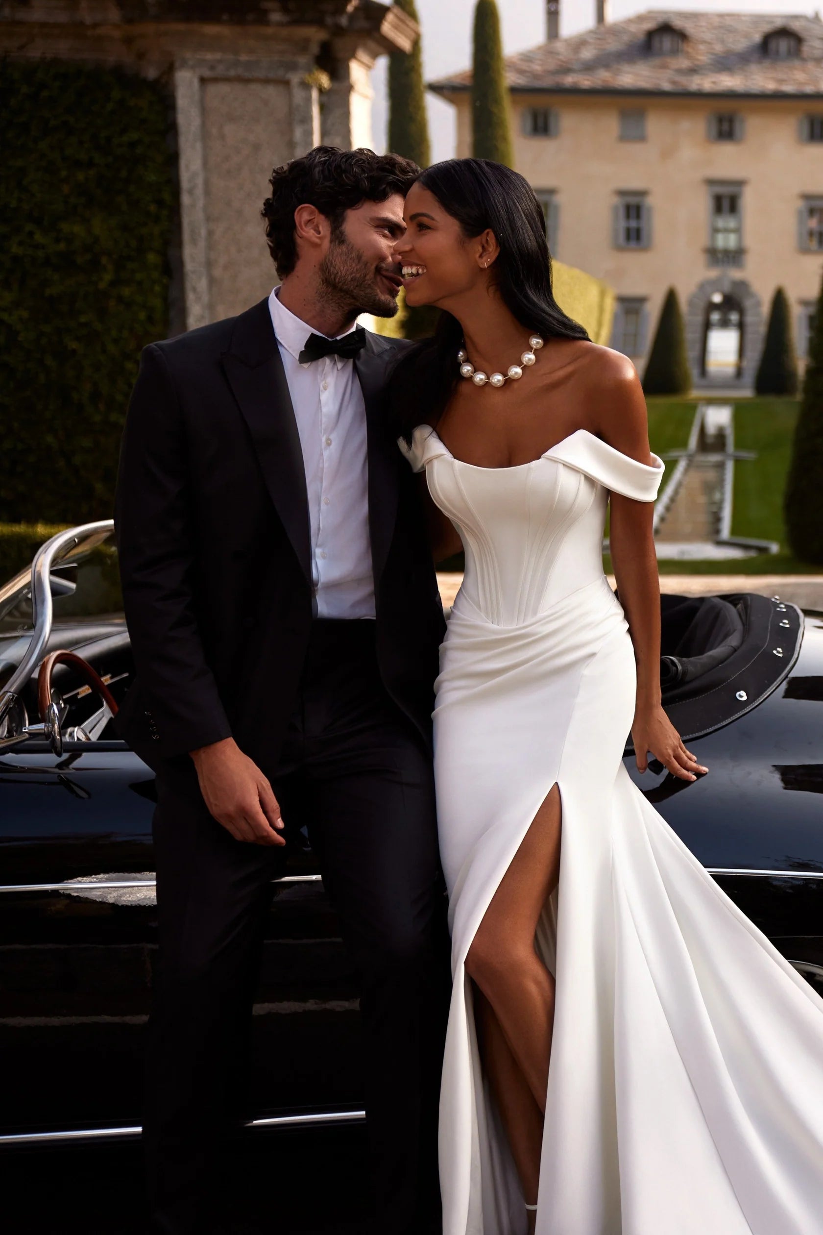 Sherri Hill Off the Shoulder Corset Bridal Gown with Slit 81129 9083692613863