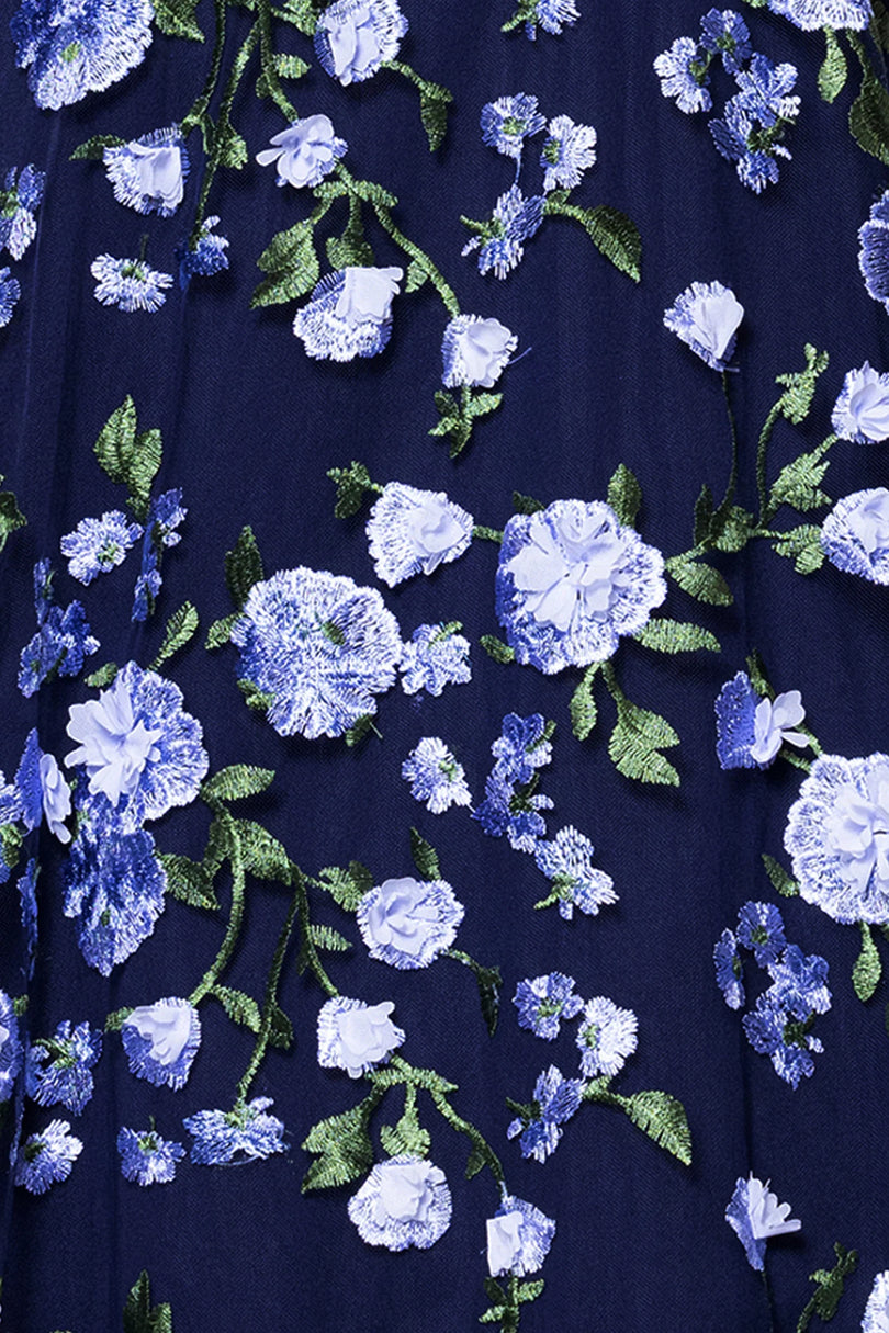 Xscape Evenings "Trina" 3D Embellished Floral Midi Dress 6829X