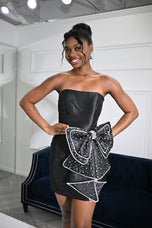 Ava Presley Beaded Oversized Bow Homecoming Dress 42435