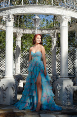 Sherri Hill Strapless Ruffle Print Prom Dress 57775