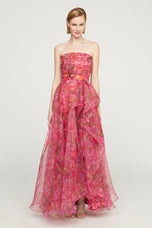 Theia Couture Floral Strapless Long Dress 88113969