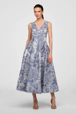 Kay Unger V-Neck Tea Length Dress 55116340