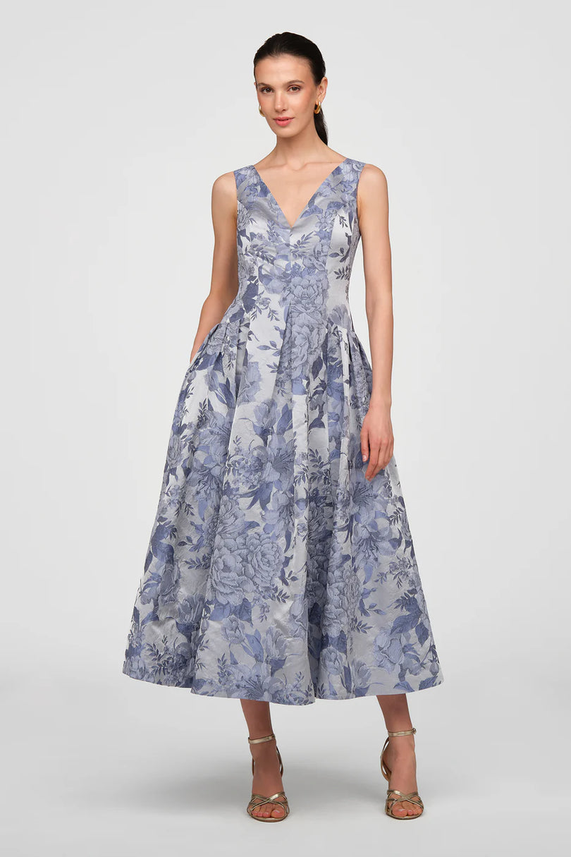 Kay Unger V-Neck Tea Length Dress 55116340