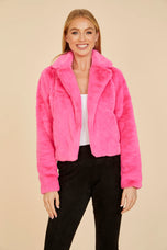 Dolce Cabo Plush Faux Fur Notch Collar Jacket 75362