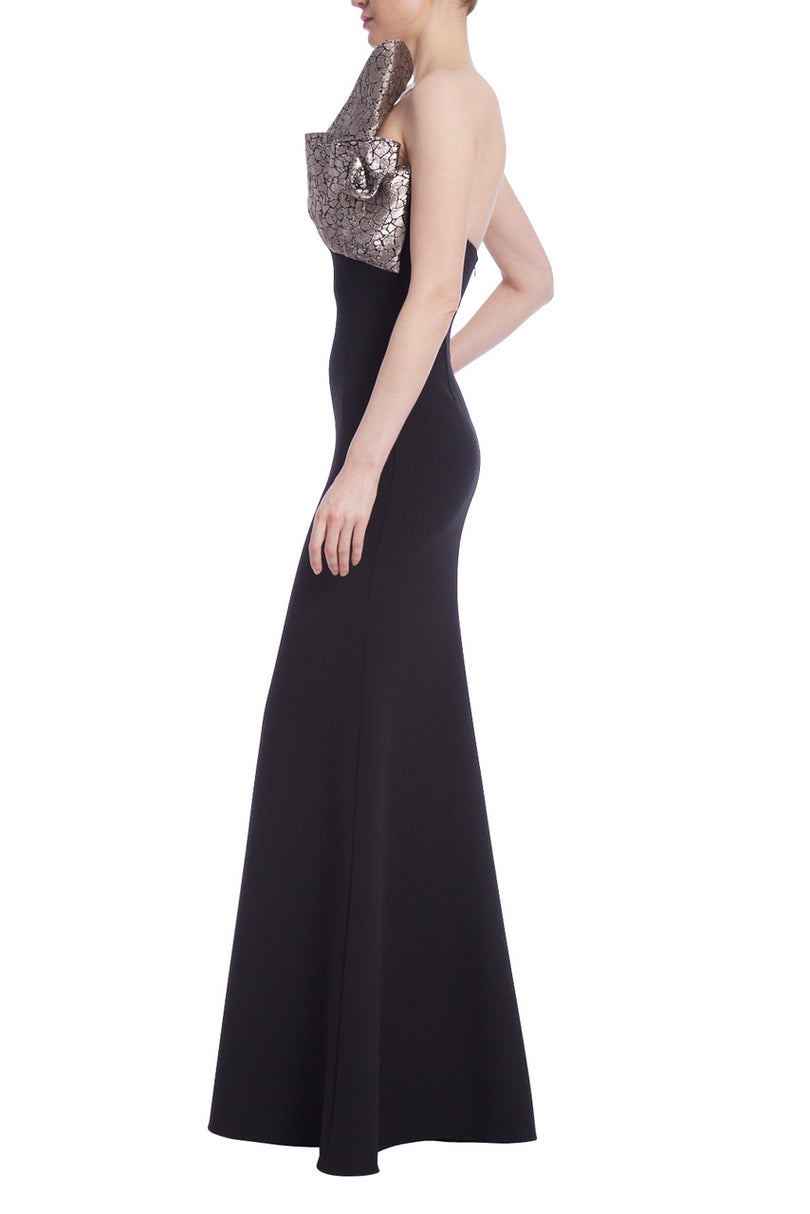 Badgley Mischka Strapless Gown Asymmetrical Bodice EG4311 Badgley Mischka Strapless Gown Asymmetrical Bodice EG4311