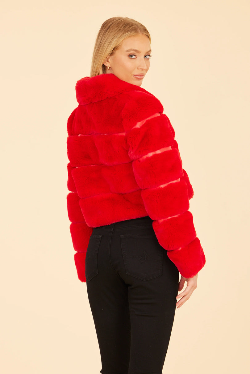Dolce Cabo Paneled Faux Fur Cropped Jacket 75521
