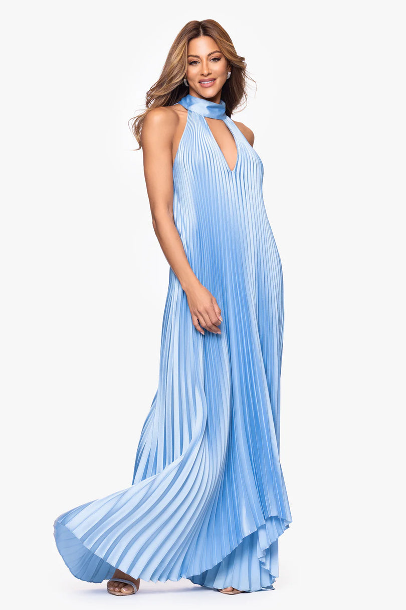 Xscape Pleated Halter Dress 7480X Xscape Pleated Halter Dress 7480X