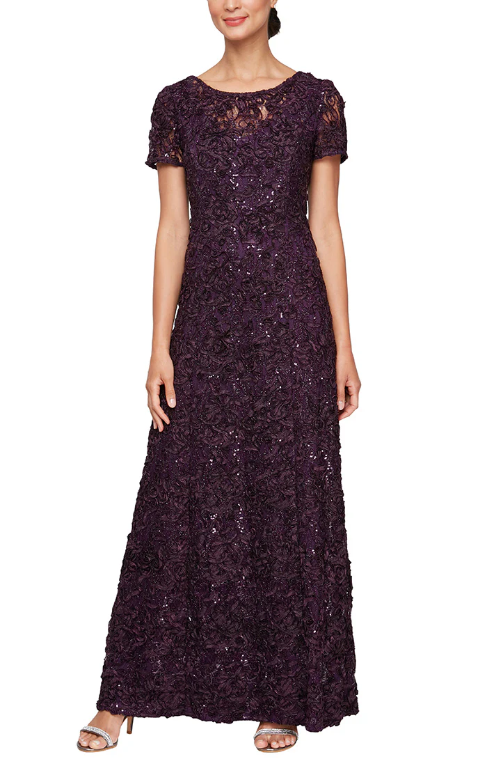 Alex Evenings Soutache A-Line Evening Gown 81122670 Alex Evenings Soutache A-Line Evening Gown 81122670