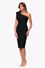 Xscape Evenings "Tracy" One Shoulder Ruffle Cocktail Dress 6819X