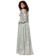 Betsy and Adam "Melanie" Foil Knit V-Neck Long Sleeve Dress A27153