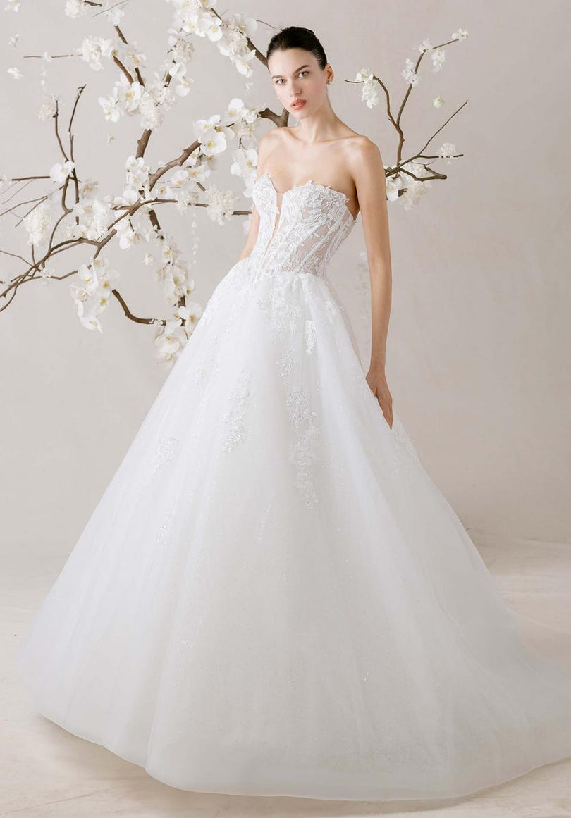 Morilee "Calista" Fit and Flare Cat-eye Lace Bridal Gown Morilee "Calista" Fit and Flare Cat-eye Lace Bridal Gown