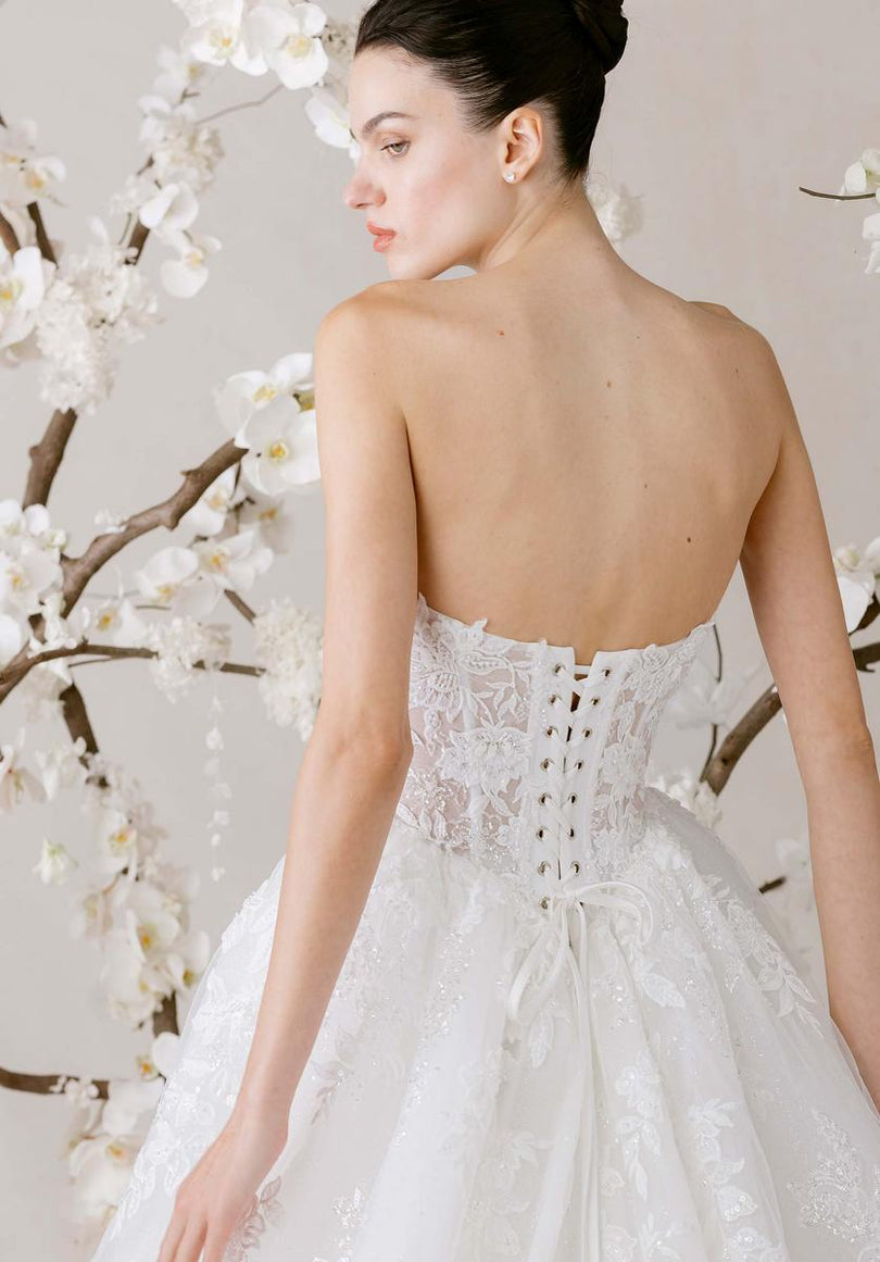 Morilee "Odette" Lace Basque Waist TieUp Bridal Gown 1010019