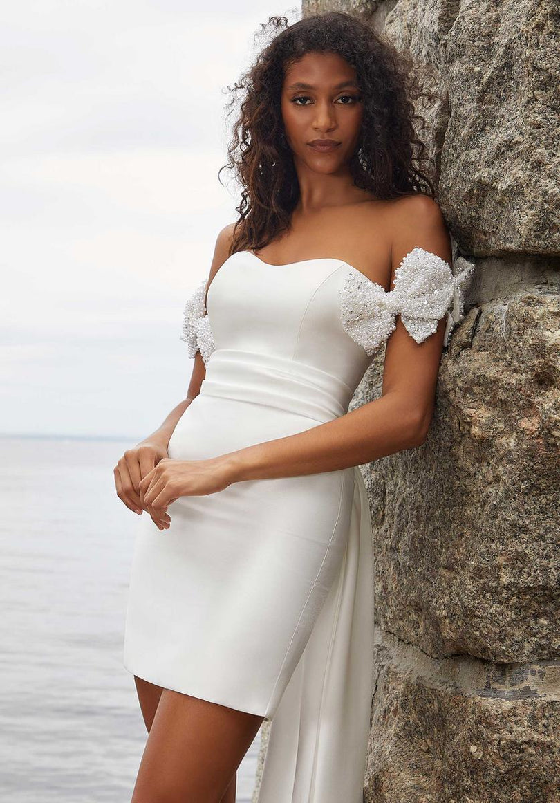 white cocktail bridal dress Short Floral Appliqu Wedding Dress with Corset Bodice and Straps Bridal White Mini Dress Plus Size Size 26W